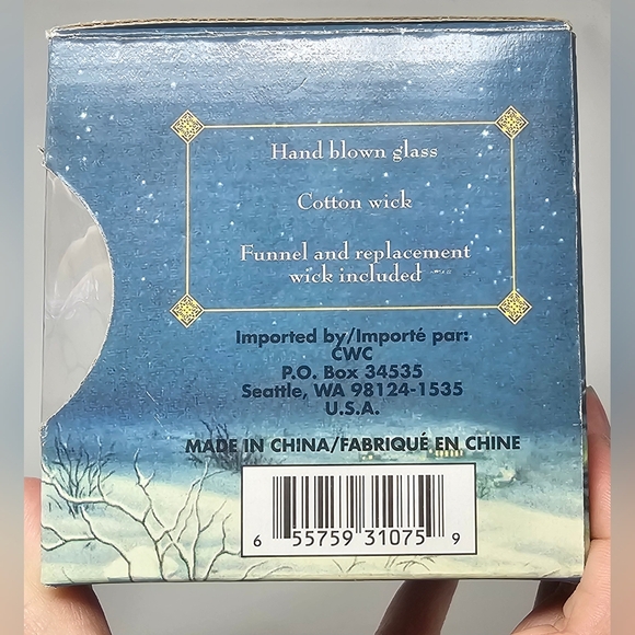 Vintage Traditions Hand Blown Glass Oil Lamp Clear White Pearl Iridescent NIB - Picture 3 of 16